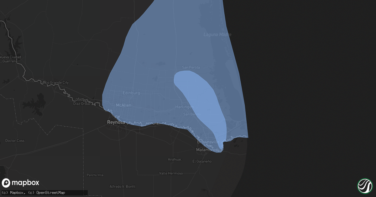 Hail map in Harlingen, TX on April 23, 2023