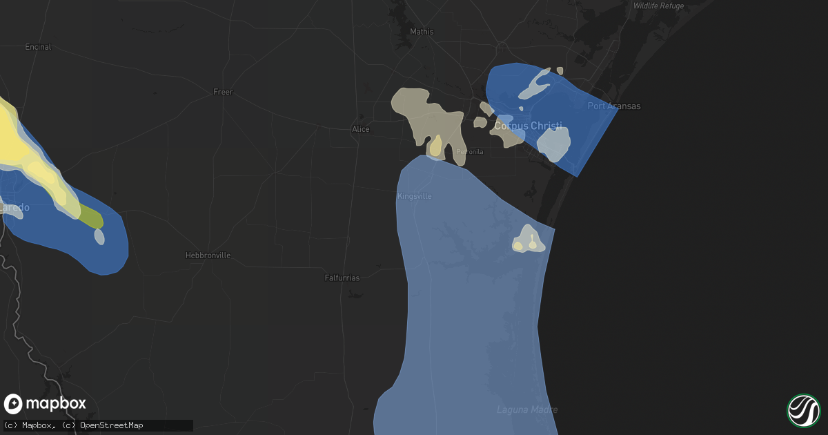 Hail map in Kingsville, TX on April 23, 2023