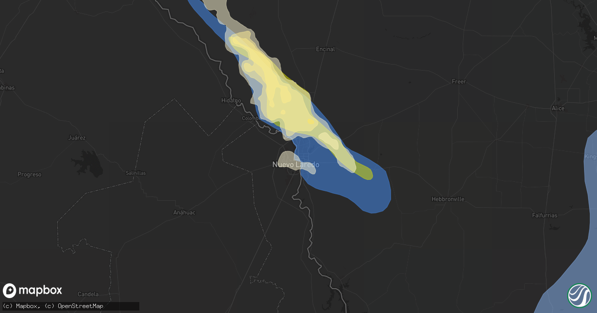 Hail map in Laredo, TX on April 23, 2023