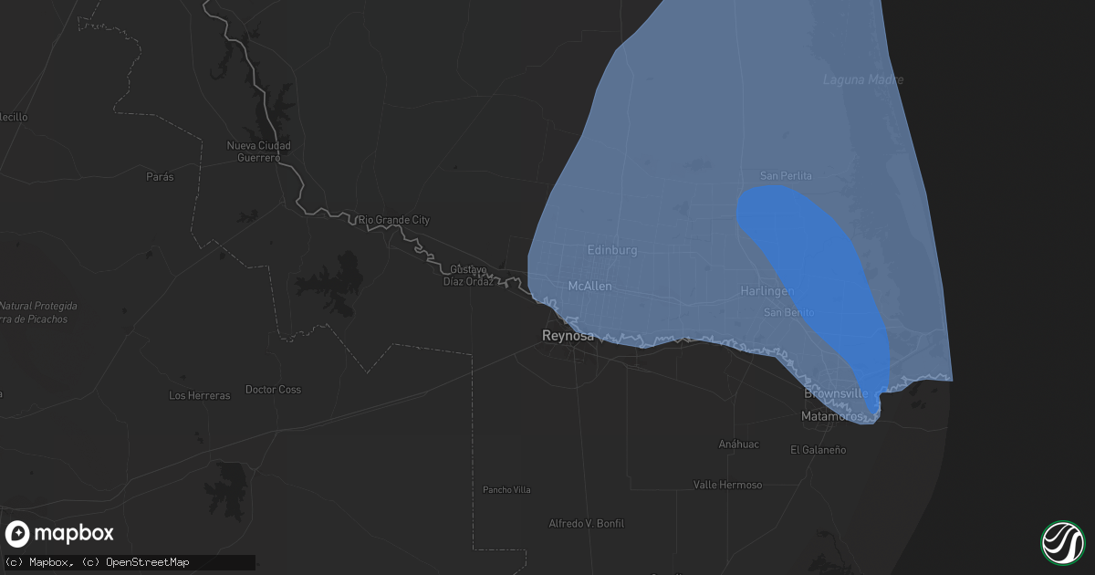 Hail map in Mission, TX on April 23, 2023