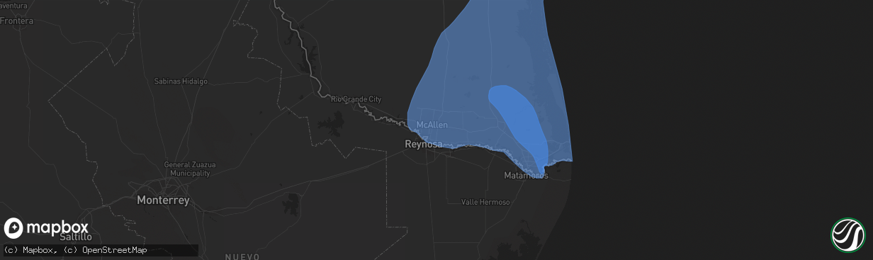 Hail map in Pharr, TX on April 23, 2023
