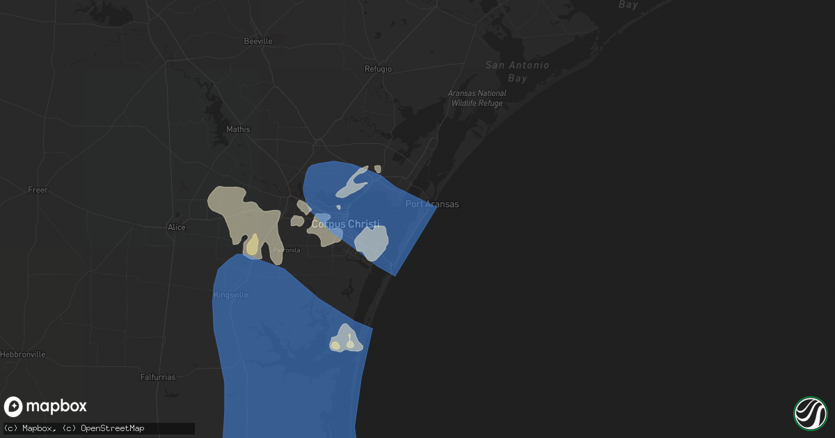 Hail map in Port Aransas, TX on April 23, 2023