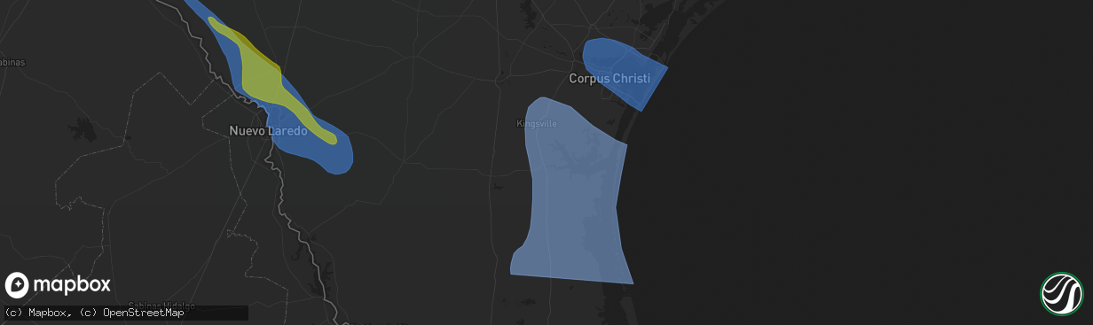 Hail map in Riviera, TX on April 23, 2023