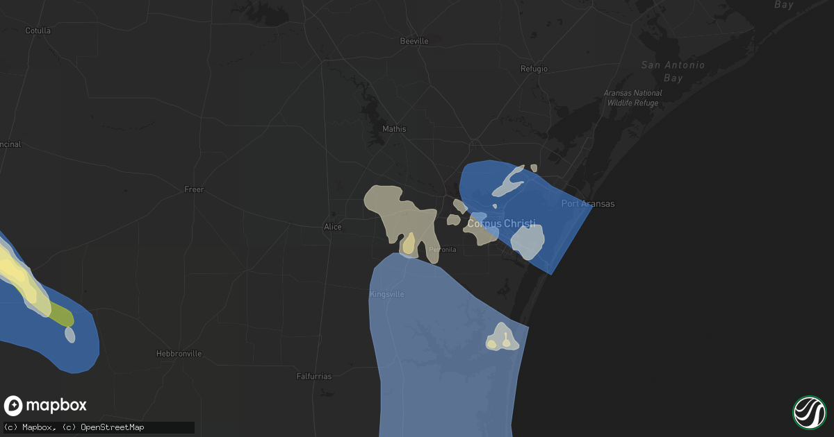 Hail map in Robstown, TX on April 23, 2023