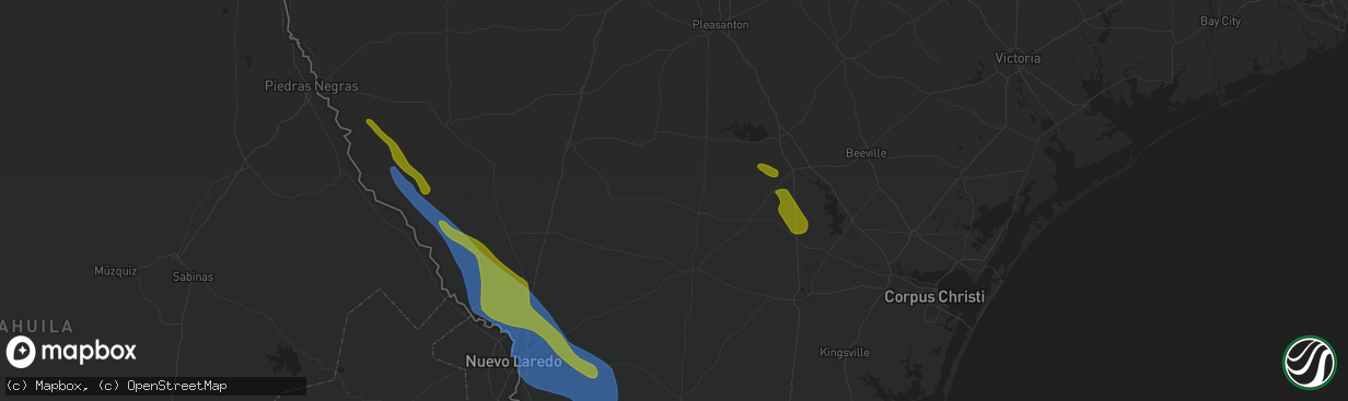 Hail map in Three Rivers, TX on April 23, 2023