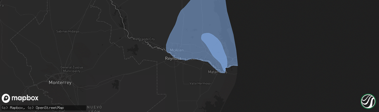 Hail map in Weslaco, TX on April 23, 2023