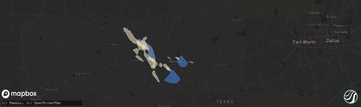 Hail map in Abilene, TX on April 23, 2024