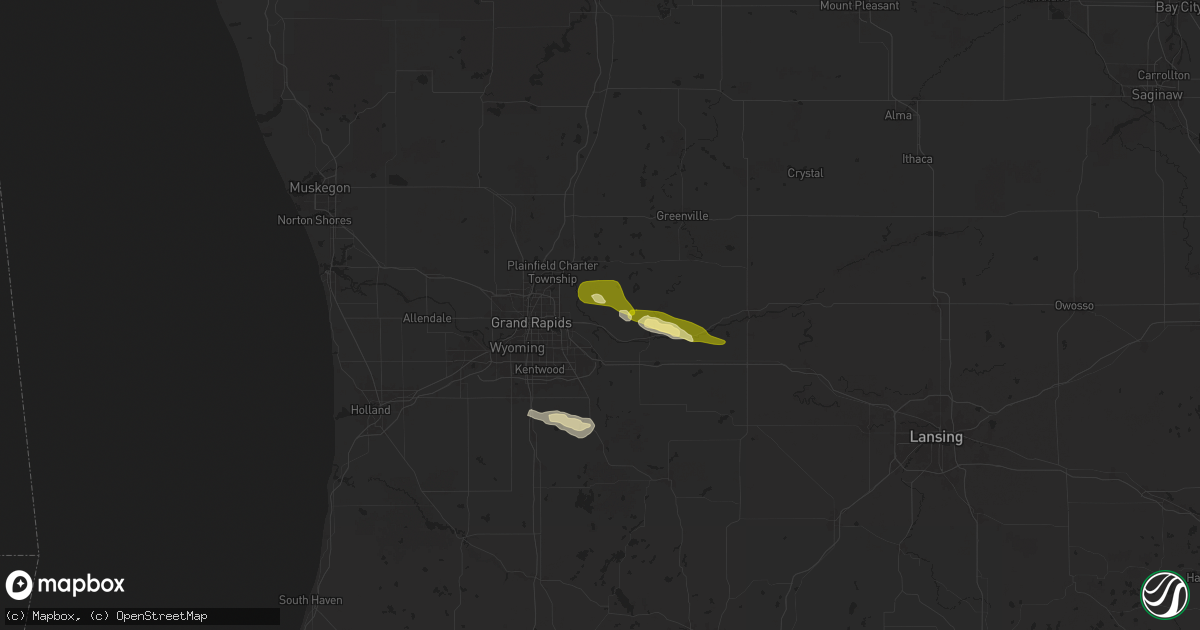 Hail map in Ada, MI on April 23, 2024