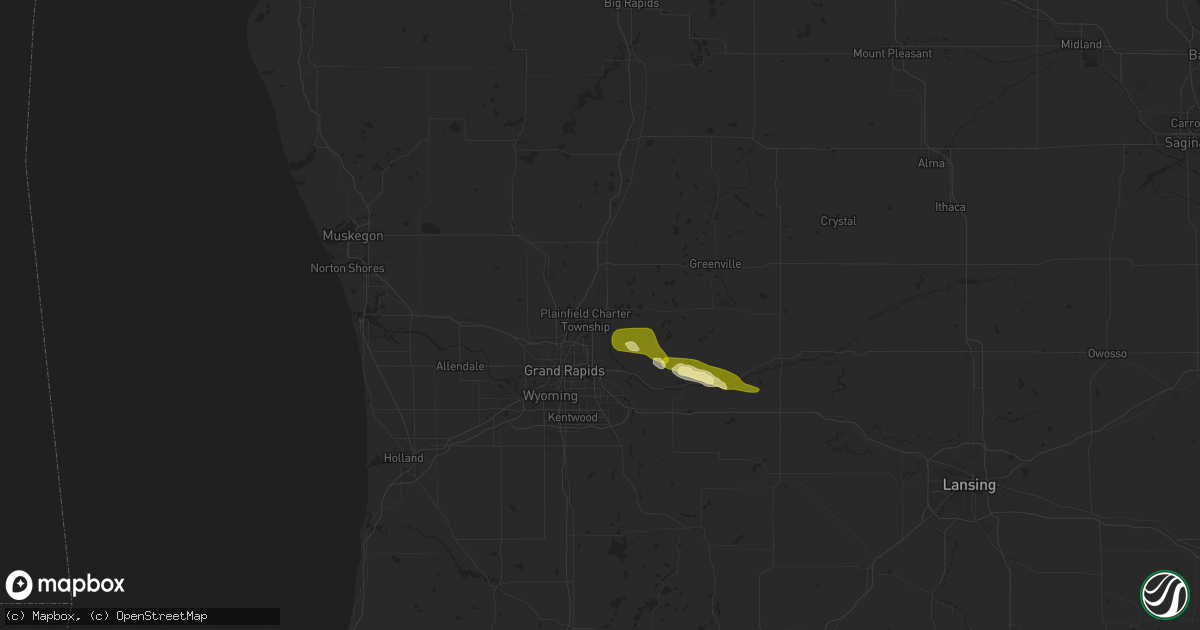 Hail map in Belmont, MI on April 23, 2024