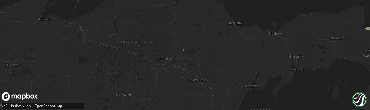 Hail map in Crystal Falls, MI on April 23, 2024