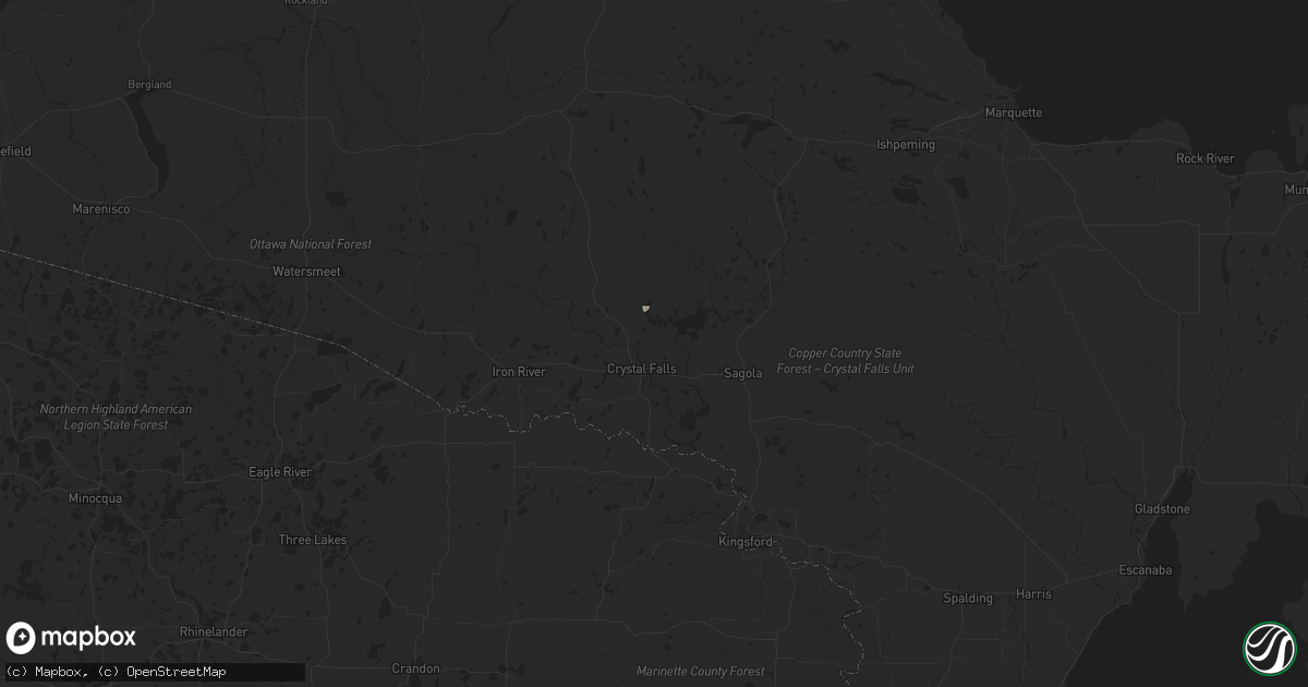 Hail map in Crystal Falls, MI on April 23, 2024