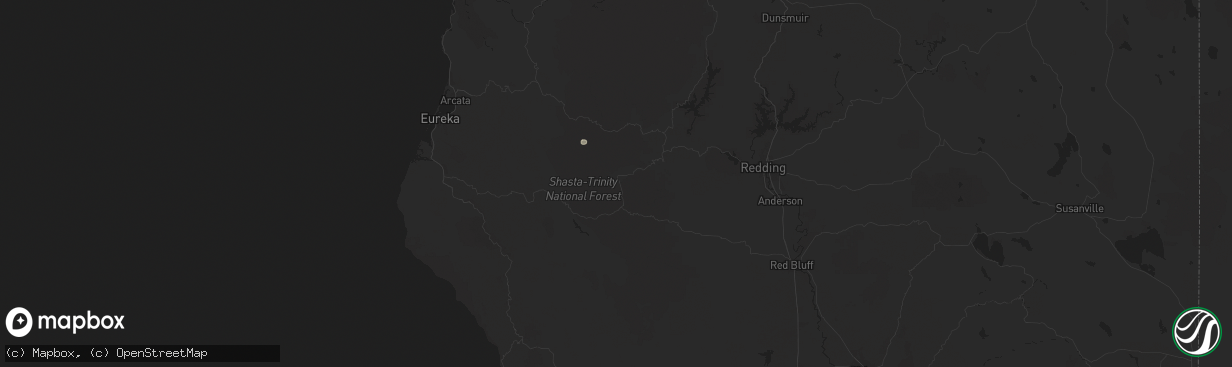 Hail map in Hayfork, CA on April 23, 2024