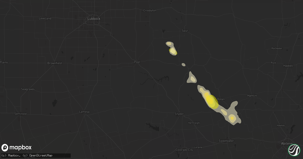 Hail map in Justiceburg, TX on April 23, 2024