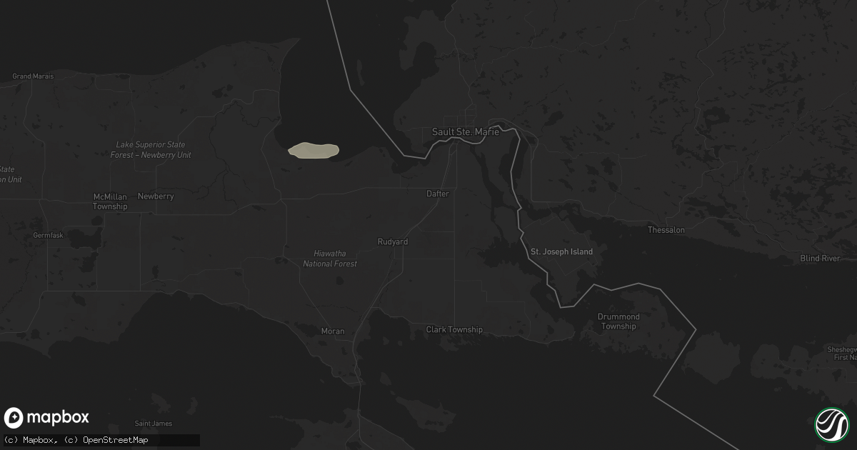 Hail map in Kinross, MI on April 23, 2024