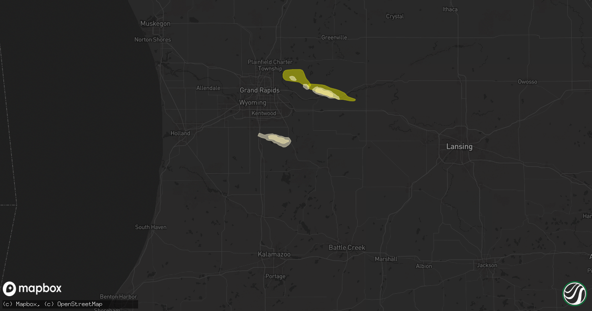 Hail map in Middleville, MI on April 23, 2024