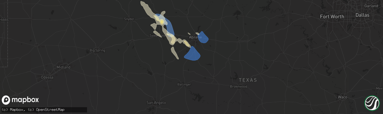 Hail map in Ovalo, TX on April 23, 2024