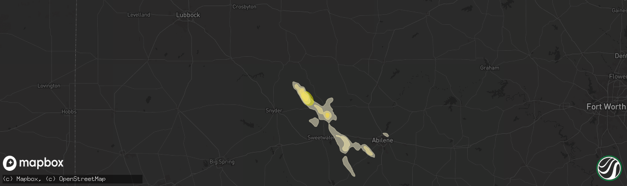 Hail map in Rotan, TX on April 23, 2024