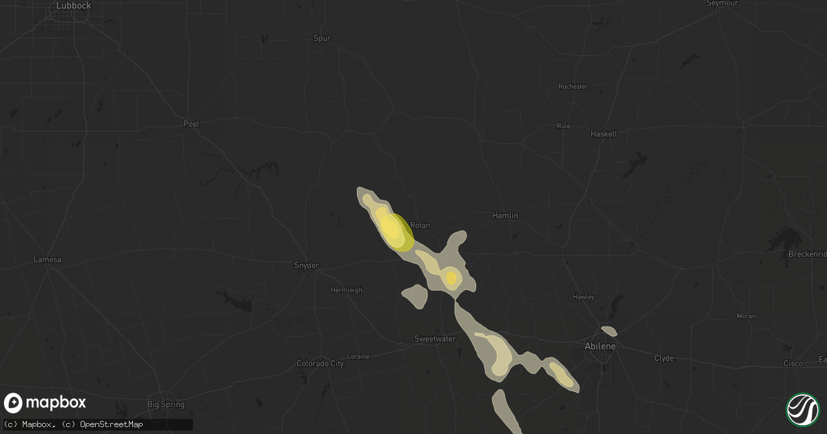 Hail map in Rotan, TX on April 23, 2024