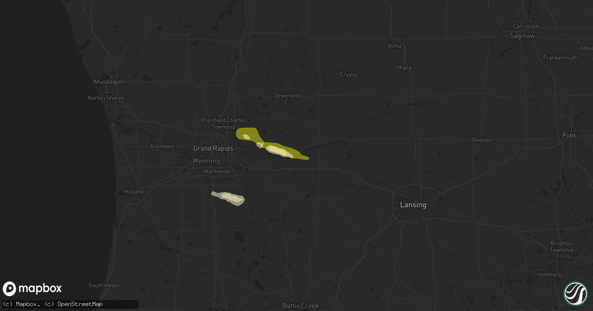 Hail map in Saranac, MI on April 23, 2024