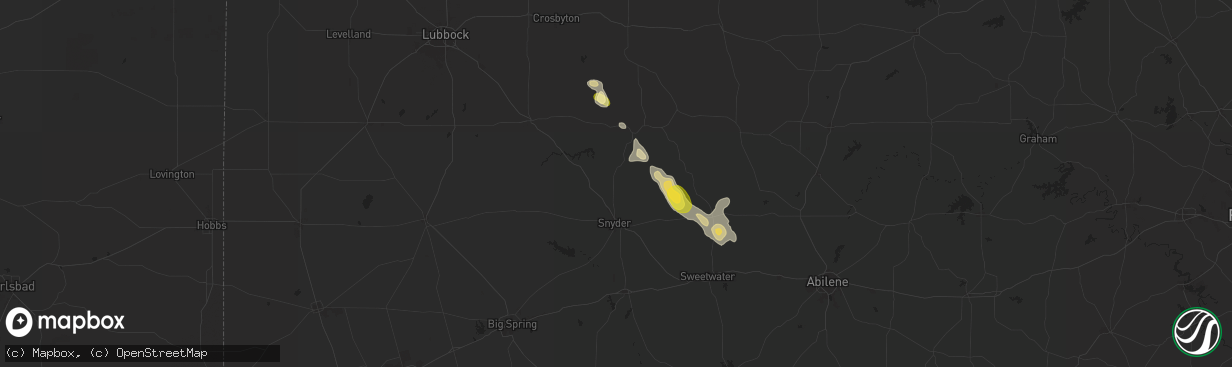 Hail map in Snyder, TX on April 23, 2024