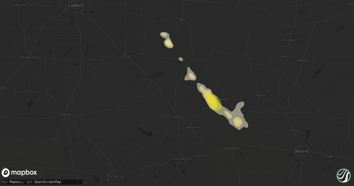 Hail map in Snyder, TX on April 23, 2024