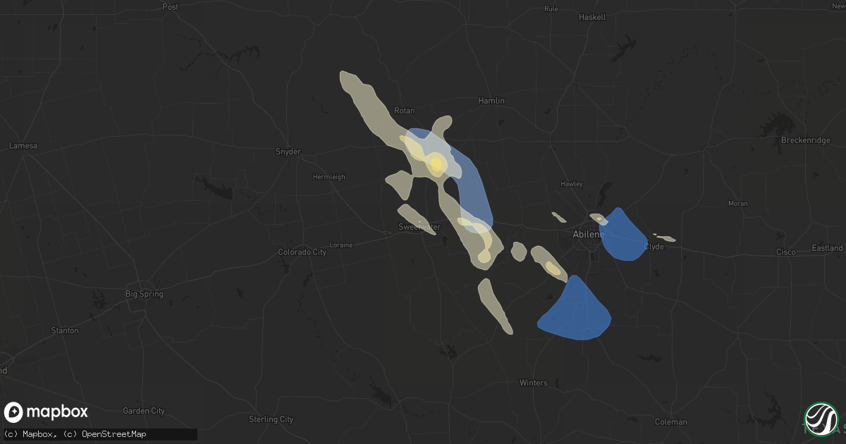 Hail map in Sweetwater, TX on April 23, 2024