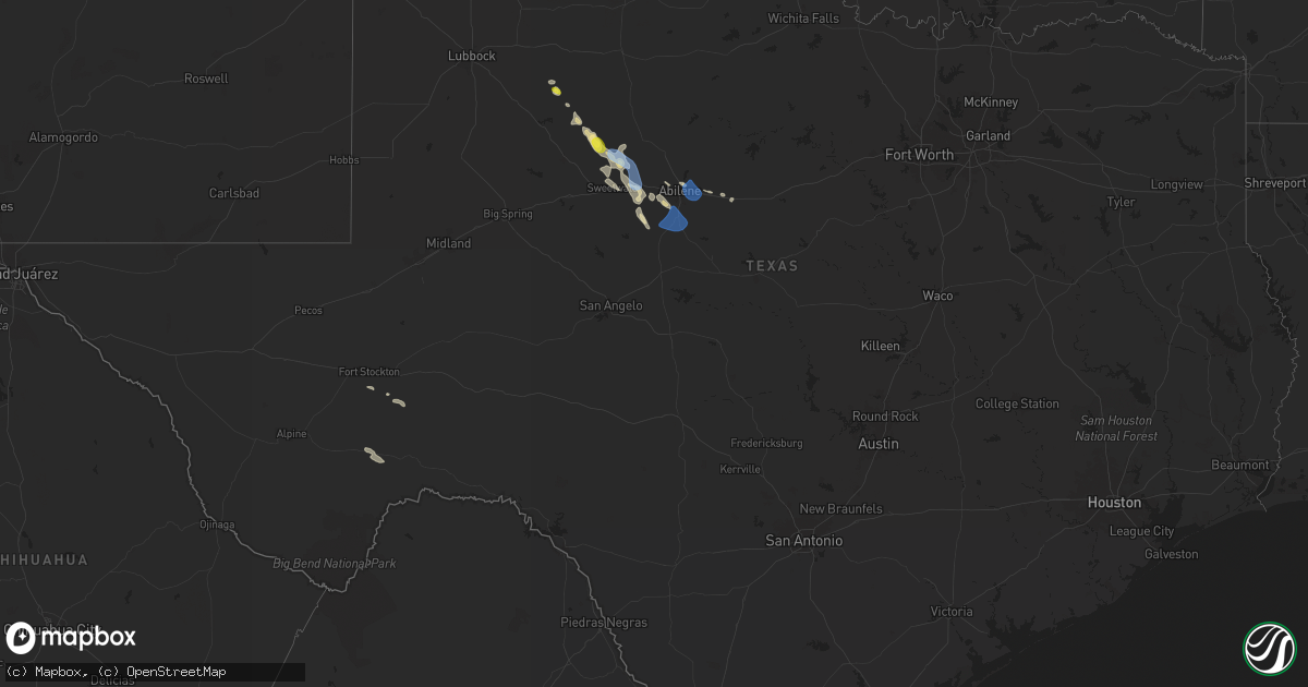 Hail map in Texas on April 23, 2024