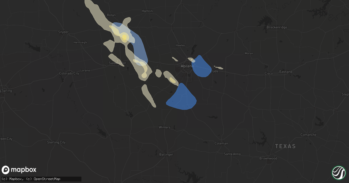 Hail map in Tuscola, TX on April 23, 2024