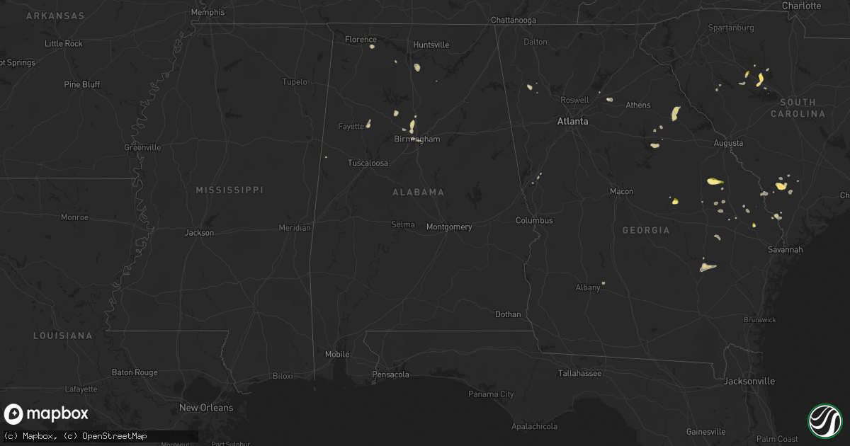 Hail map in Alabama on April 23, 2025