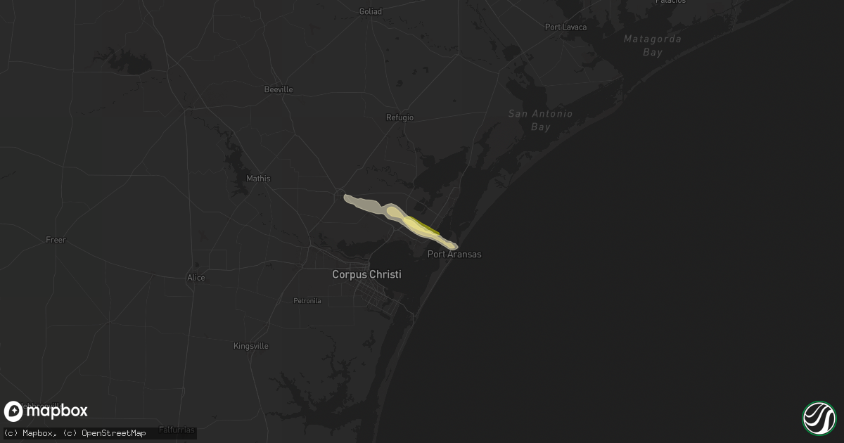 Hail map in Aransas Pass, TX on April 23, 2025