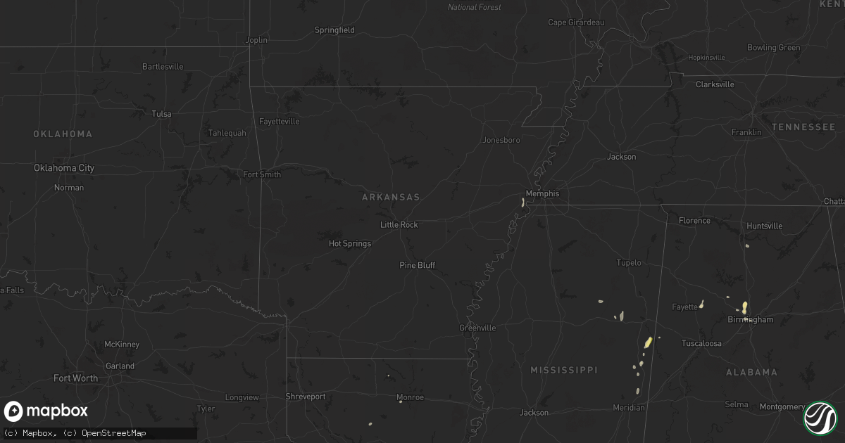 Hail map in Arkansas on April 23, 2025
