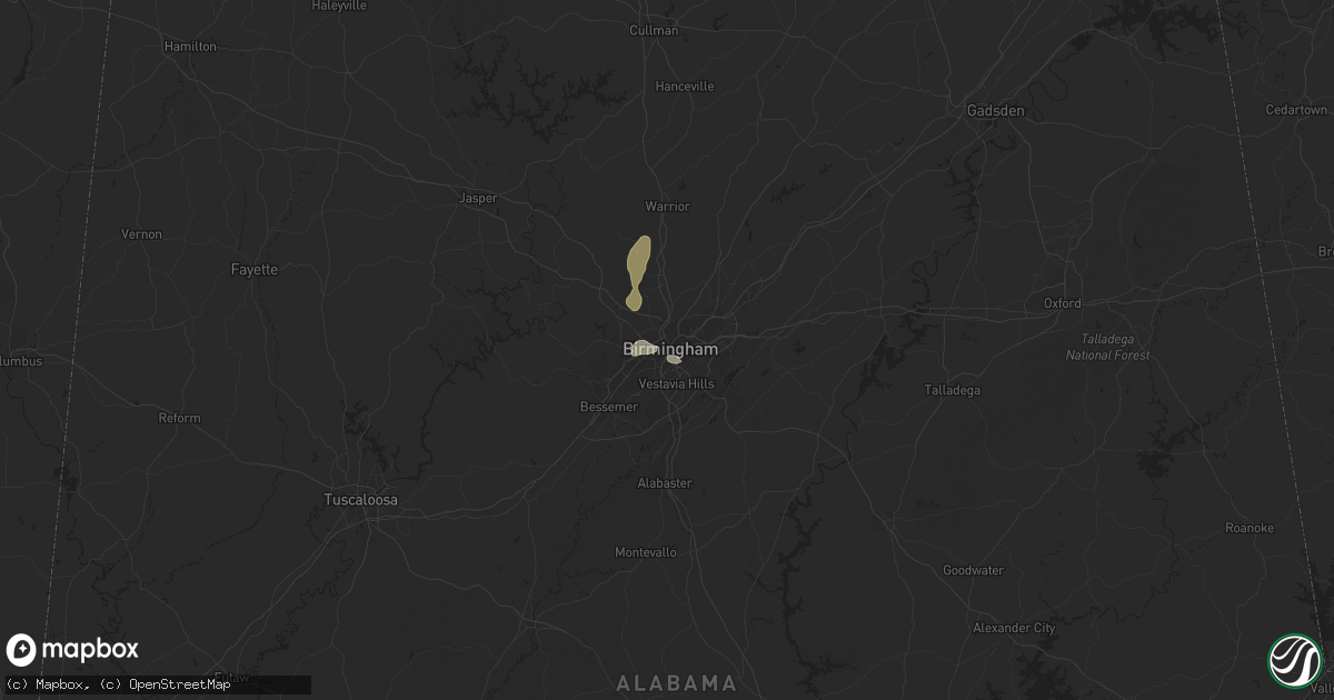 Hail map in Birmingham, AL on April 23, 2025