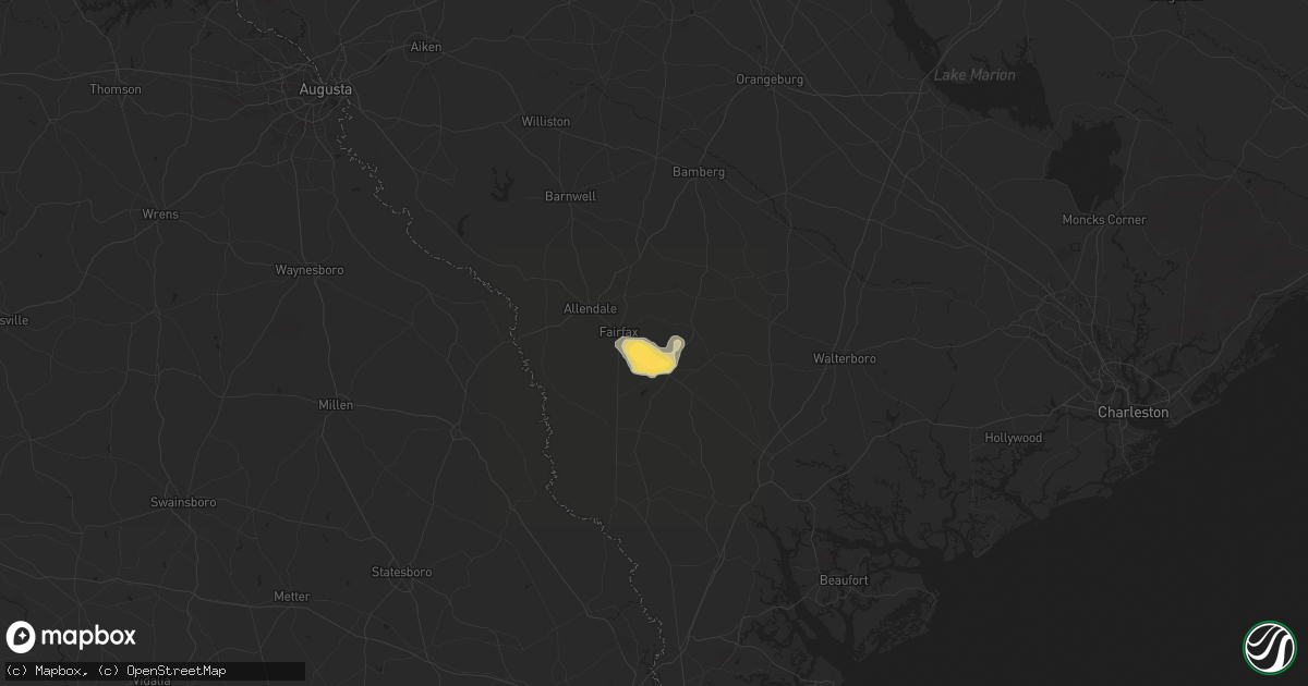 Hail map in Brunson, SC on April 23, 2025