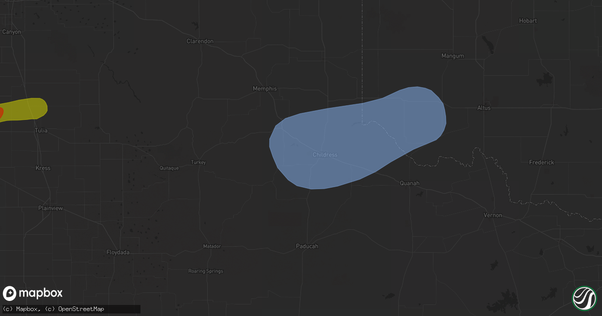 Hail map in Childress, TX on April 23, 2025