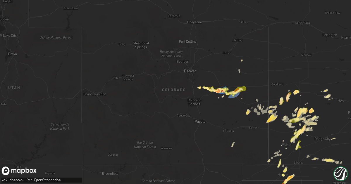 Hail map in Colorado on April 23, 2025