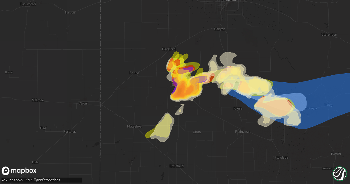 Hail map in Dimmitt, TX on April 23, 2025