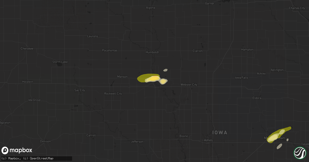 Hail map in Fort Dodge, IA on April 23, 2025