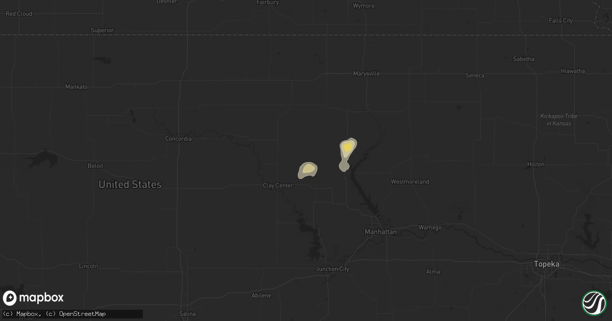 Hail map in Green, KS on April 23, 2025
