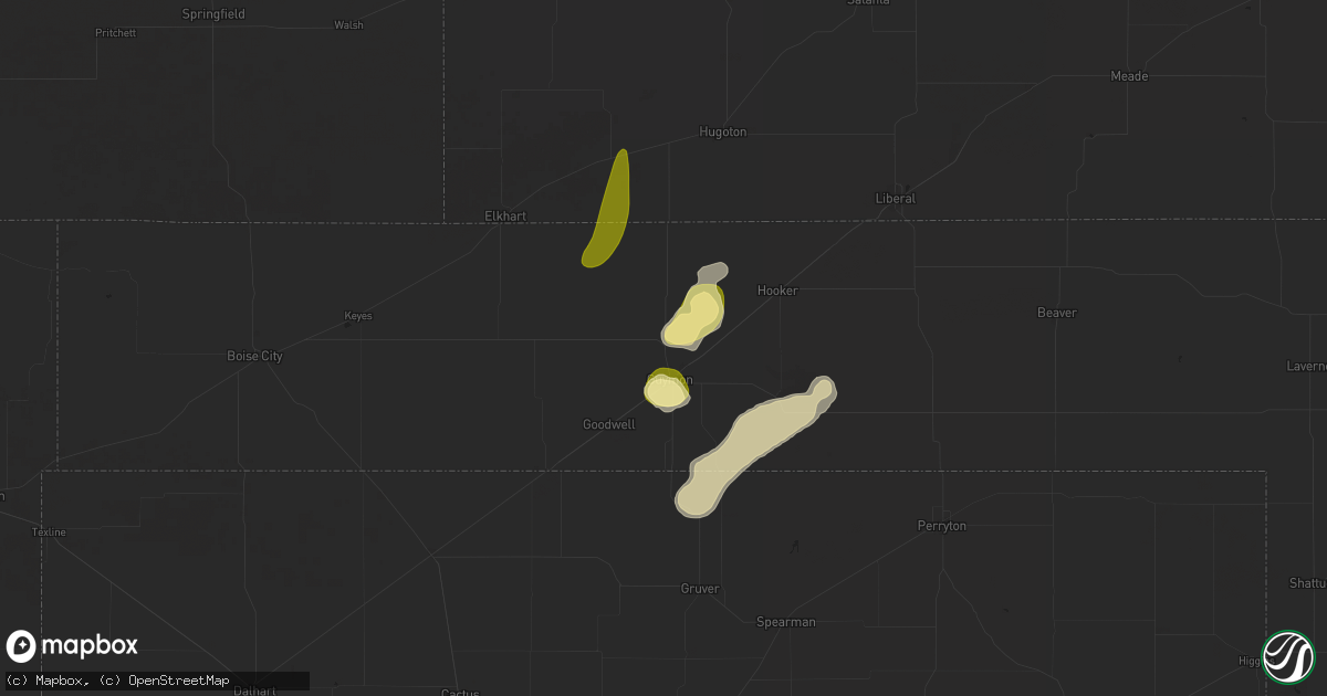 Hail map in Guymon, OK on April 23, 2025
