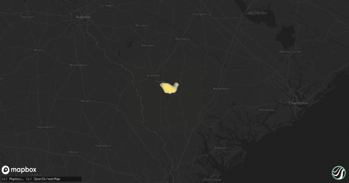 Hail map in Hampton, SC on April 23, 2025