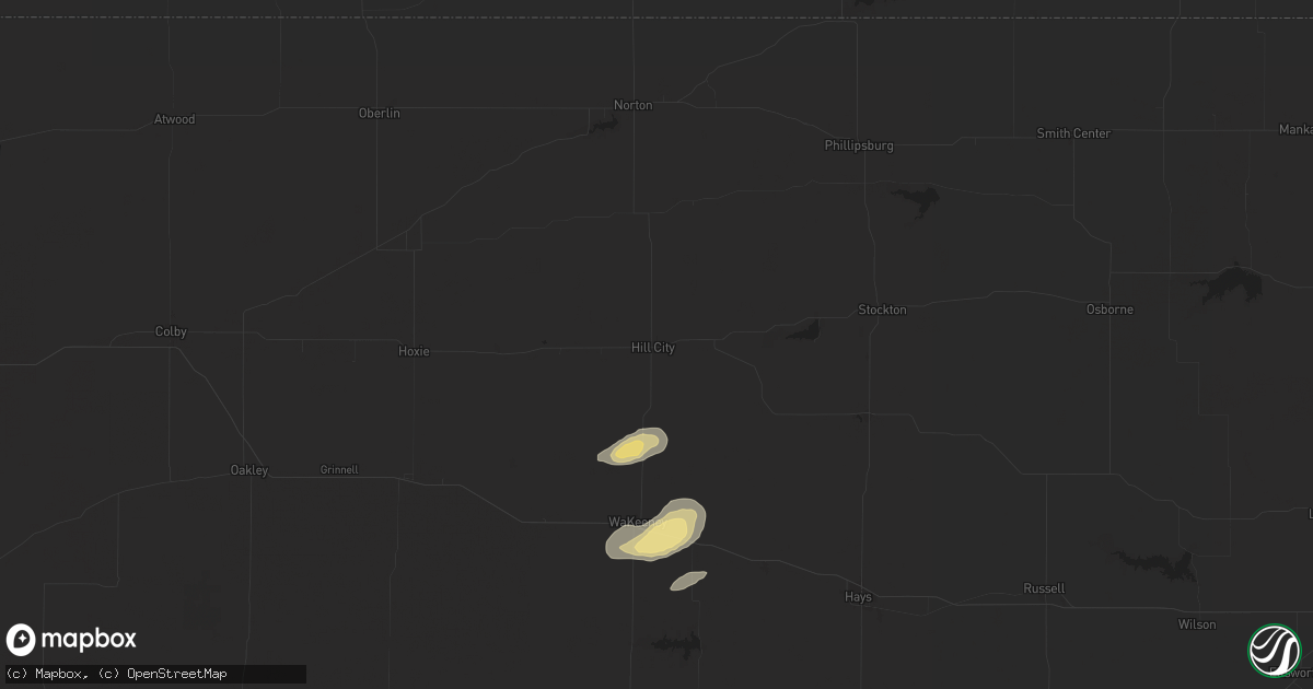 Hail map in Hill City, KS on April 23, 2025