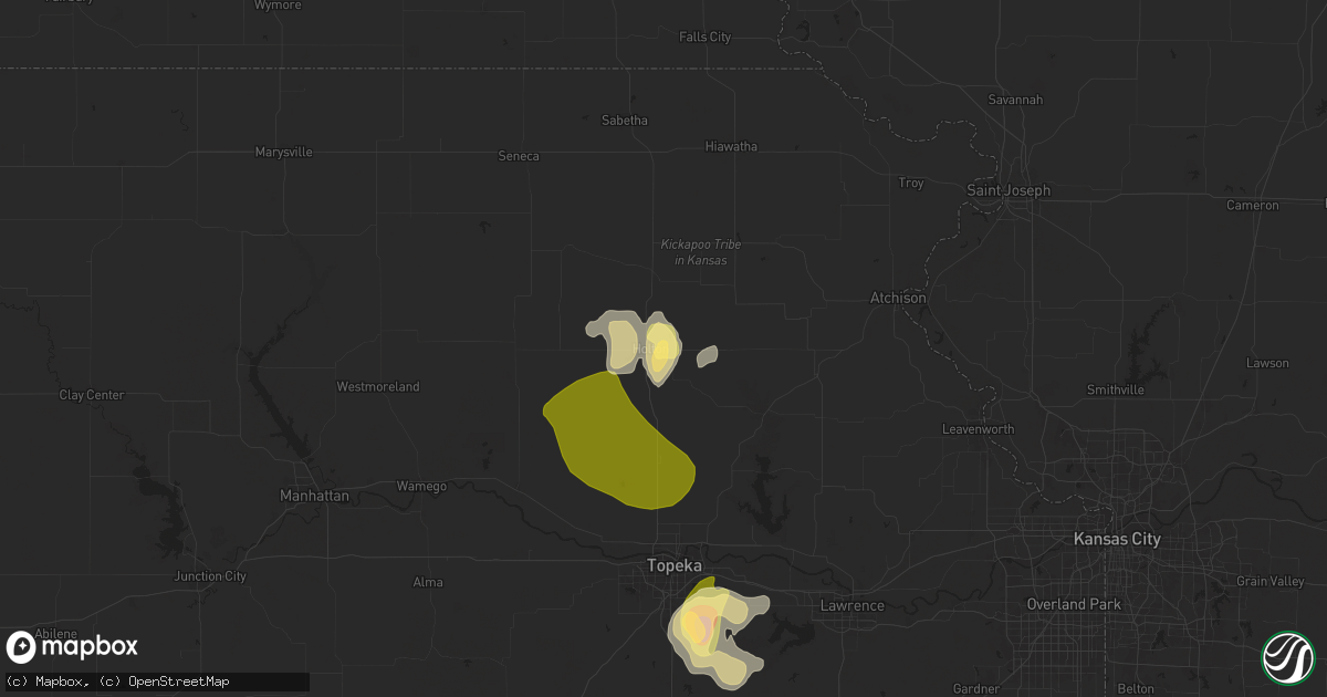 Hail map in Holton, KS on April 23, 2025