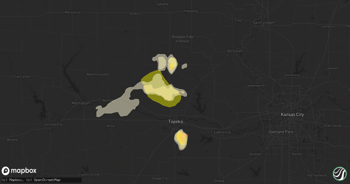 Hail map in Hoyt, KS on April 23, 2025