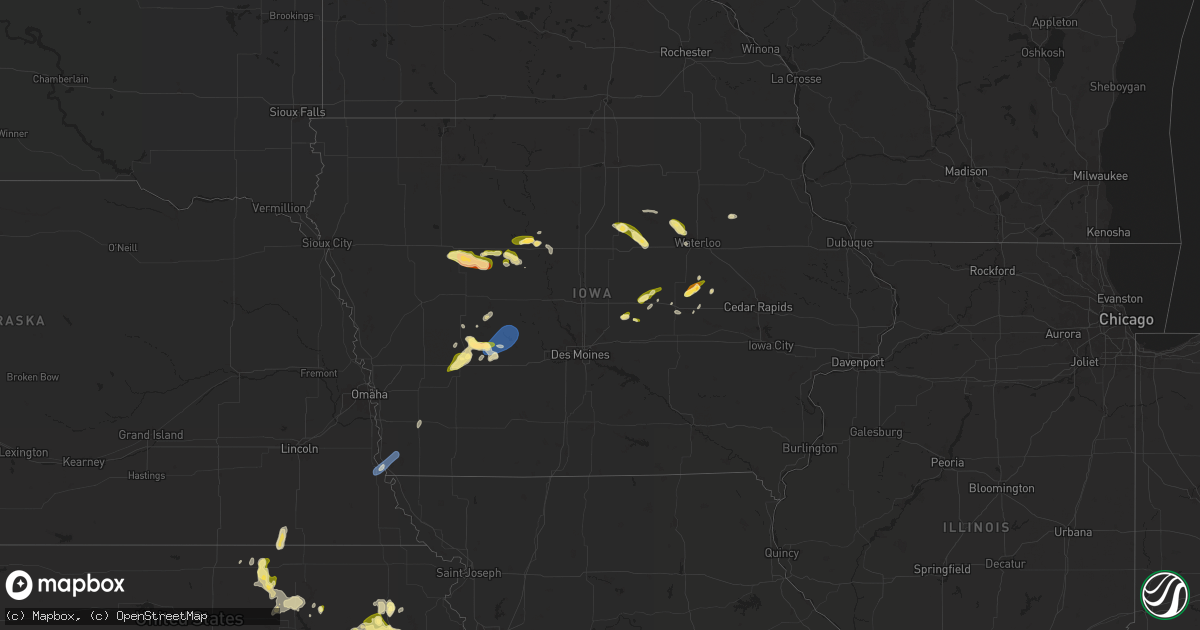 Hail map in Iowa on April 23, 2025