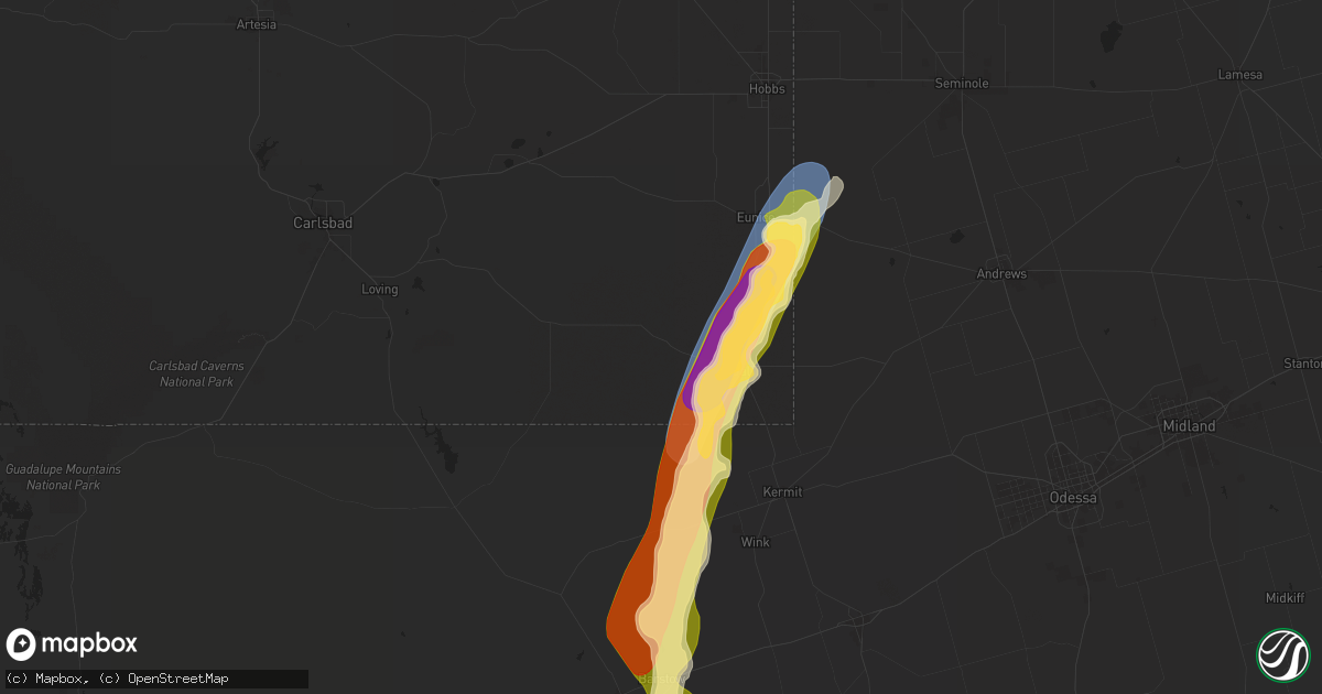 Hail map in Jal, NM on April 23, 2025