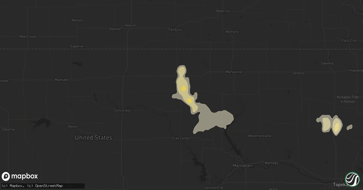 Hail map in Linn, KS on April 23, 2025