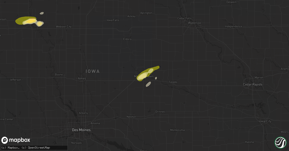 Hail map in Marshalltown, IA on April 23, 2025