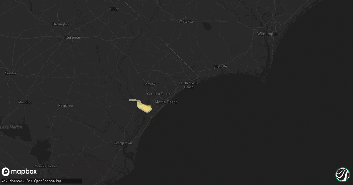Hail map in Myrtle Beach, SC on April 23, 2025