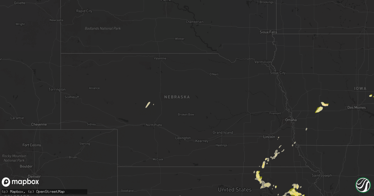 Hail map in Nebraska on April 23, 2025