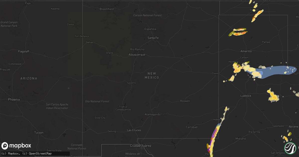 Hail map in New Mexico on April 23, 2025